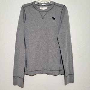 Abercrombie & Fitch Men’s Gray Muscle Long Sleeve Waffle Knit T-Shirt Size XL